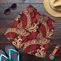 Luxury Red Monstera Shorts for Men Polynesian Tribal Pattern - Polynesian Pride