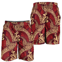 Luxury Red Monstera Shorts for Men Polynesian Tribal Pattern - Polynesian Pride