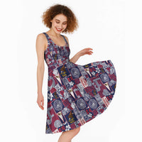 Manuia le Kerisimasi American Samoa Midi Dress Pacific Patchwork Xmas Vibes - Polynesian Pride