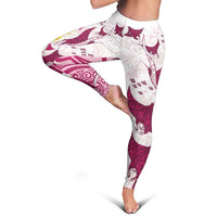 Maori Manta Ray Plumeria Royal Pink Leggings LT01 - Polynesian Pride
