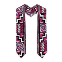 Maori Matariki Graduation Stole Pink Galaxy Aesthetic Koru Art LT01 - Polynesian Pride