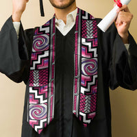 Maori Matariki Graduation Stole Pink Galaxy Aesthetic Koru Art LT01 - Polynesian Pride