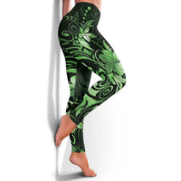 Matariki New Zealand Leggings Maori Pattern Green Galaxy LT05 - Polynesian Pride