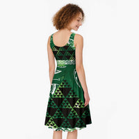 Matariki New Zealand Midi Dress NZ Niho Taniwha Maori New Year Green Galaxy LT14 - Polynesian Pride