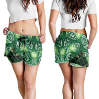 Matariki New Zealand Shorts for Women NZ Niho Taniwha Maori New Year Green Galaxy LT14 - Polynesian Pride
