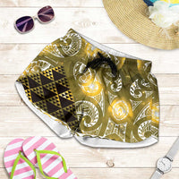 Matariki New Zealand Shorts for Women NZ Niho Taniwha Maori New Year Yellow Galaxy LT14 Yellow - Polynesian Pride