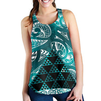 Matariki New Zealand Women Racerback Tank NZ Niho Taniwha Maori New Year Cyan Galaxy LT14 - Polynesian Pride