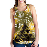 Matariki New Zealand Women Racerback Tank NZ Niho Taniwha Maori New Year Yellow Galaxy LT14 - Polynesian Pride