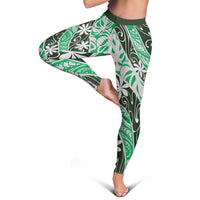 Matie Tahiti Tiare Monstera Leggings Polynesian Pattern Curve Style - Polynesian Pride