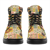 Mele Kalikimaka Hawaii Christmas All Season Boots Melemele Mama Seamless Floral Motif - Polynesian Pride