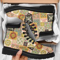 Mele Kalikimaka Hawaii Christmas All Season Boots Melemele Mama Seamless Floral Motif - Polynesian Pride