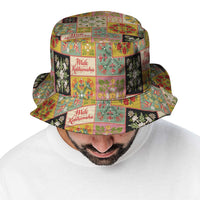 Mele Kalikimaka Hawaii Christmas Bucket Hat Melemele Mama Seamless Floral Motif - Polynesian Pride