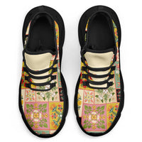 Mele Kalikimaka Hawaii Christmas Clunky Sneakers Melemele Mama Seamless Floral Motif - Polynesian Pride