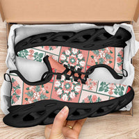 Mele Kalikimaka Hawaii Christmas Clunky Sneakers Ulaula Seamless Floral Motif - Polynesian Pride