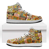 Mele Kalikimaka Hawaii Christmas High Sneakers AJ1 Melemele Mama Seamless Floral Motif - Polynesian Pride