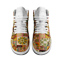 Mele Kalikimaka Hawaii Christmas High Sneakers AJ1 Melemele Mama Seamless Floral Motif LT9 - Polynesian Pride