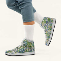 Mele Kalikimaka Hawaii Christmas High Sneakers AJ1 Omaomao Seamless Floral Motif - Polynesian Pride