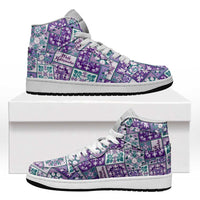 Mele Kalikimaka Hawaii Christmas High Sneakers AJ1 Poni Seamless Floral Motif - Polynesian Pride