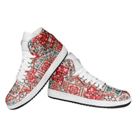 Mele Kalikimaka Hawaii Christmas High Sneakers AJ1 Ulaula Seamless Floral Motif LT9 - Polynesian Pride
