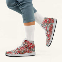 Mele Kalikimaka Hawaii Christmas High Sneakers AJ1 Ulaula Seamless Floral Motif LT9 - Polynesian Pride