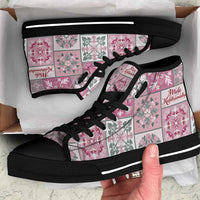 Mele Kalikimaka Hawaii Christmas High Top Shoes Akala Seamless Floral Motif LT9 Pink - Polynesian Pride