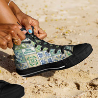 Mele Kalikimaka Hawaii Christmas High Top Shoes Omaomao Seamless Floral Motif - Polynesian Pride