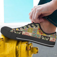 Mele Kalikimaka Hawaii Christmas Low Top Shoes Melemele Mama Seamless Floral Motif LT9 - Polynesian Pride