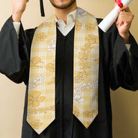 Melemele Aloha Hawaii Graduation Stole Plumeria Lei With Palaka Motif - Polynesian Pride