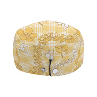 Melemele Aloha Hawaii Jeff Hat Plumeria Lei With Palaka Motif - Polynesian Pride
