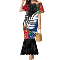 New Zealand And Samoa Rugby Mermaid Dress Mix Tribal Style LT7 Women Black Blue - Polynesian Pride