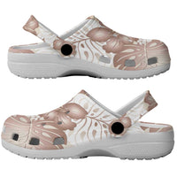 Mocha Mousse Aloha Hawaii Clogs Shoes Monstera Hibiscus Plumeria Seamless Vibes - Polynesian Pride