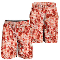 Mokihana Maile Ilima Leis Paniolo Palaka Shorts for Men Hawaiian Ulaula Spirit LT9 - Polynesian Pride