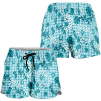 Mokihana Maile Ilima Leis Paniolo Palaka Shorts for Women Hawaiian Polu Opa Spirit - Polynesian Pride