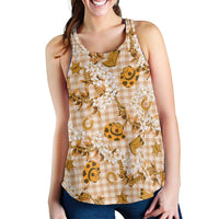 Mokihana Maile Ilima Leis Paniolo Palaka Women Racerback Tank Hawaiian Kula Spirit - Polynesian Pride