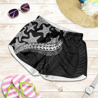 Monotone Polynesian Starfish Unique Pattern Shorts for Women