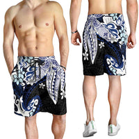 Monstera Plumeria Flowers Blue Shorts for Men Polynesian Pattern LT01 - Polynesian Pride