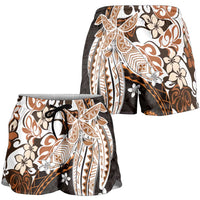 Monstera Plumeria Flowers Orange Shorts for Women Polynesian Pattern LT01 - Polynesian Pride