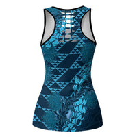 Naval Night Aloha Hawaii Hollow Tank Top Hawaiian Kakau Ohia Lehua Lei - Polynesian Pride
