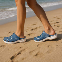 Navy Kuki Airani Tapakau Clogs Shoes Tribal Anchor Mix Tiare