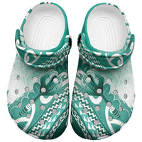 New Zealand Aotearoa Darts Masters Clogs Shoes Maori Art Tattoo with Tribal Dart Symbol Teal Color - Polynesian Pride