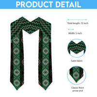 New Zealand Aotearoa Graduation Stole Green Poutama With Taniko Pattern LT05 - Polynesian Pride