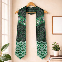 New Zealand Aotearoa Graduation Stole Green Taniko Art Maori Pattern LT05 One Size Green - Polynesian Pride