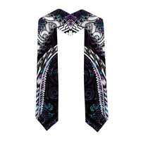 New Zealand Aotearoa Graduation Stole Maori Hei Rehua Paua Shell Glitter Purple LT05 - Polynesian Pride