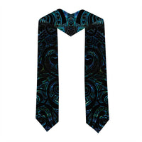 New Zealand Aotearoa Graduation Stole Maori Manaia Paua Shell Glitter Turquoise LT05 - Polynesian Pride
