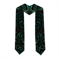 New Zealand Aotearoa Graduation Stole Maori Wheku Paua Shell Glitter Green LT05 - Polynesian Pride