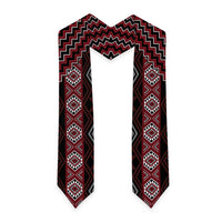 New Zealand Aotearoa Graduation Stole Red Poutama With Taniko Pattern LT05 - Polynesian Pride