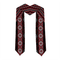 New Zealand Aotearoa Graduation Stole Red Poutama With Taniko Pattern LT05 - Polynesian Pride