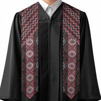 New Zealand Aotearoa Graduation Stole Red Poutama With Taniko Pattern LT05 - Polynesian Pride