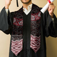 New Zealand Aotearoa Graduation Stole Red Taniko Art Maori Pattern LT05 - Polynesian Pride