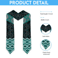 New Zealand Aotearoa Graduation Stole Turquoise Taniko Art Maori Pattern LT05 - Polynesian Pride